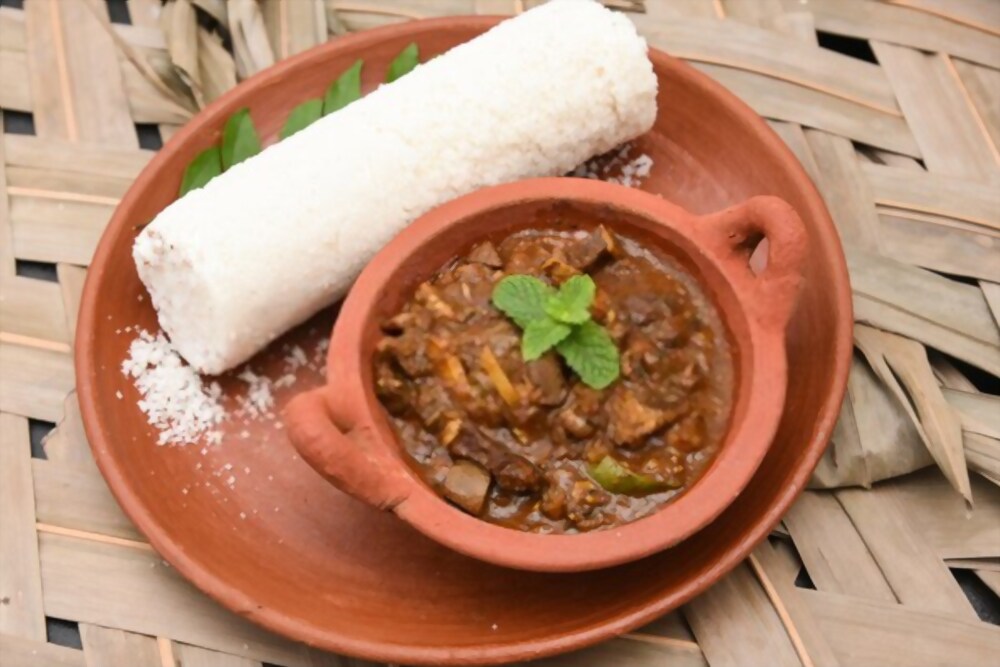 Puttu and Kadala Curry of Munnar. Delicacies and foods in Munnar. 