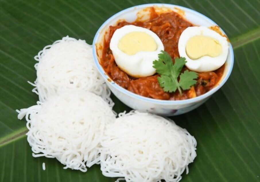 Idiyappam with Egg Curry- One of the most famous food in Munnar 